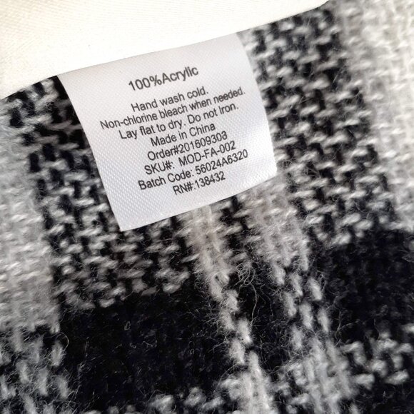 Heritage Print Blanket Scarf. Black White Oversized Plaid Scarf ModCloth Wrap - Picture 11 of 11